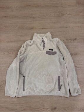LL Bean Medium Cream Sherpa Pullover Fleece Sweater